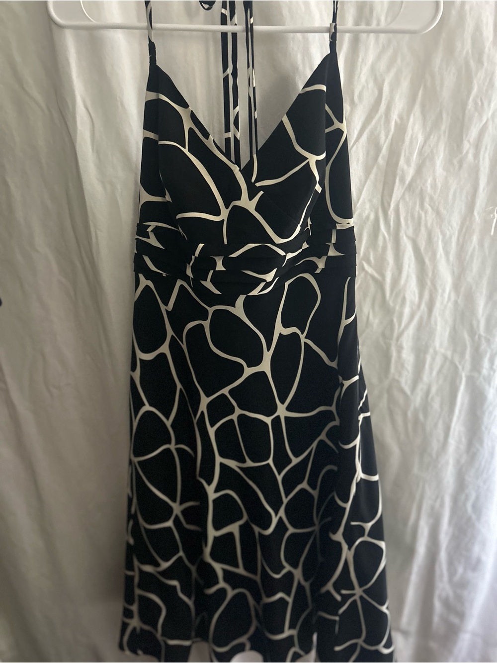 Ann Taylor Black and White Abstract Print Midi Dress